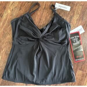 Miraclesuit Women's Solid Black Sanibel Tankini Top Underwire Swimwear NWT